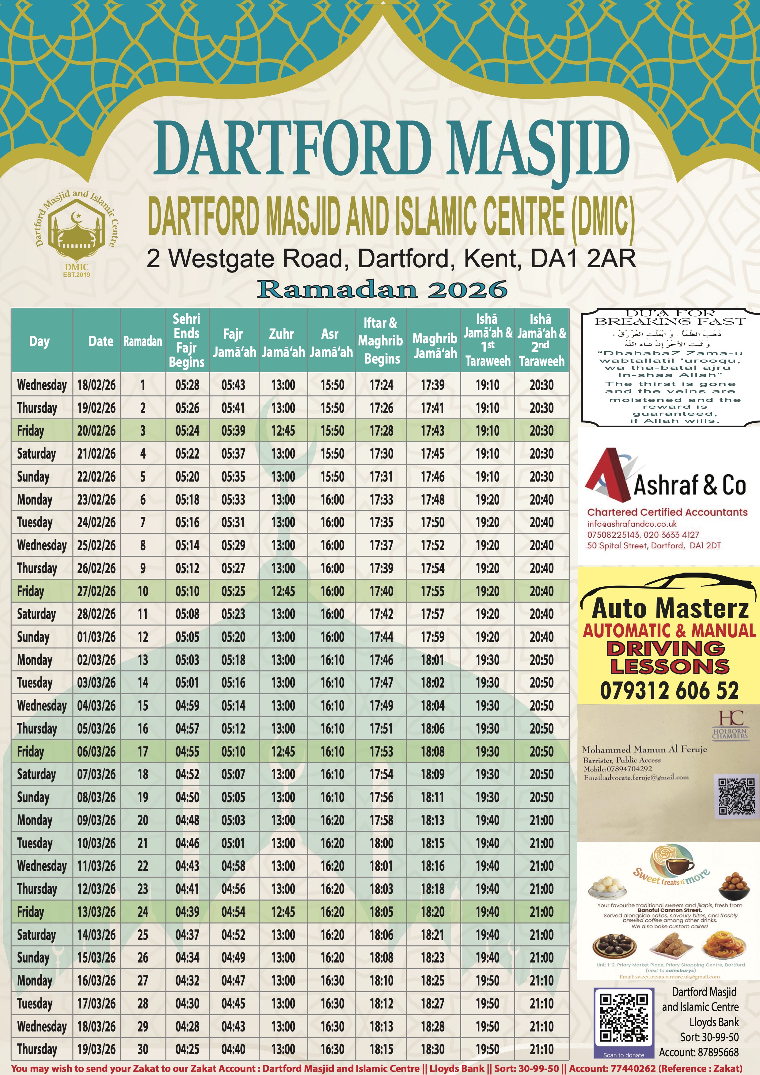 Ramadan Timetable